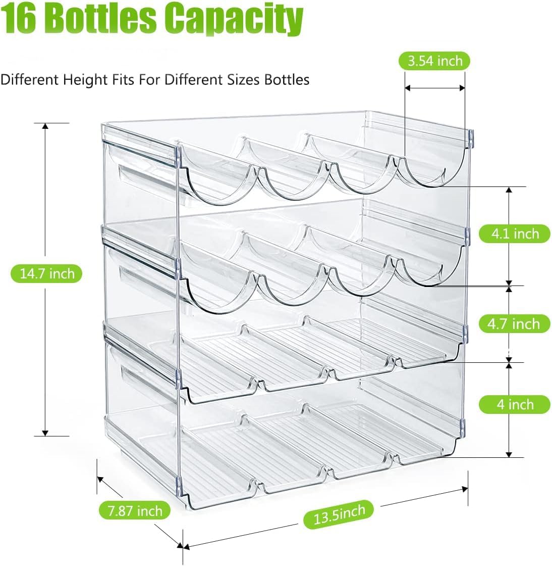 AKALOL 4 Pack Water Bottle Organizer for Cabinet Freezer