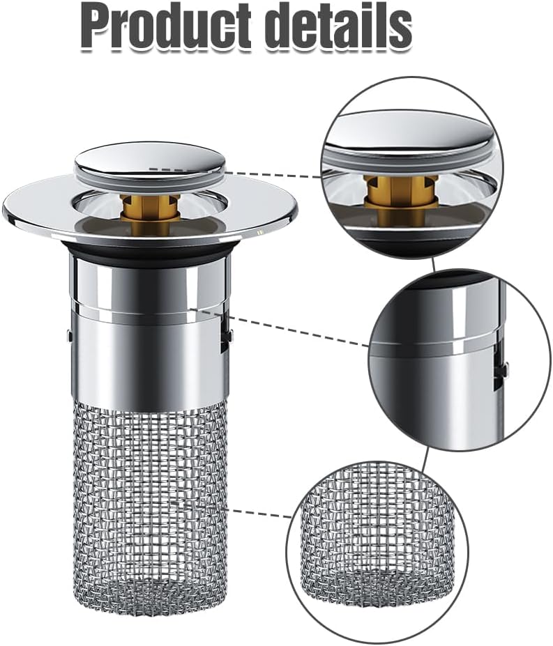 Bathroom Sink Drain Strainer with Two Sizes 2Pcs Hair Catcher