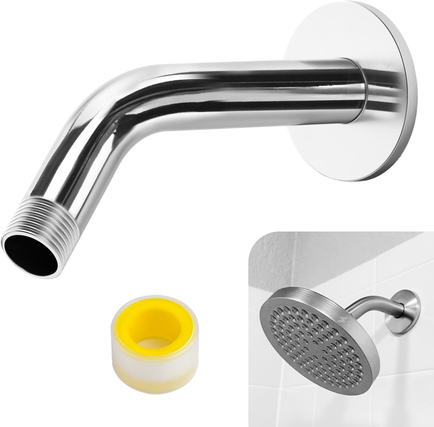 AccEncyc 6 Inch Stainless Steel Shower Arm Flange