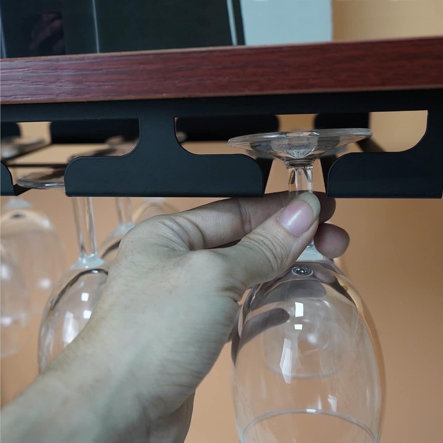 Wine Glass Rack Holder - 3 Rows Metal Cabinet Organizer for Bar Kitchen