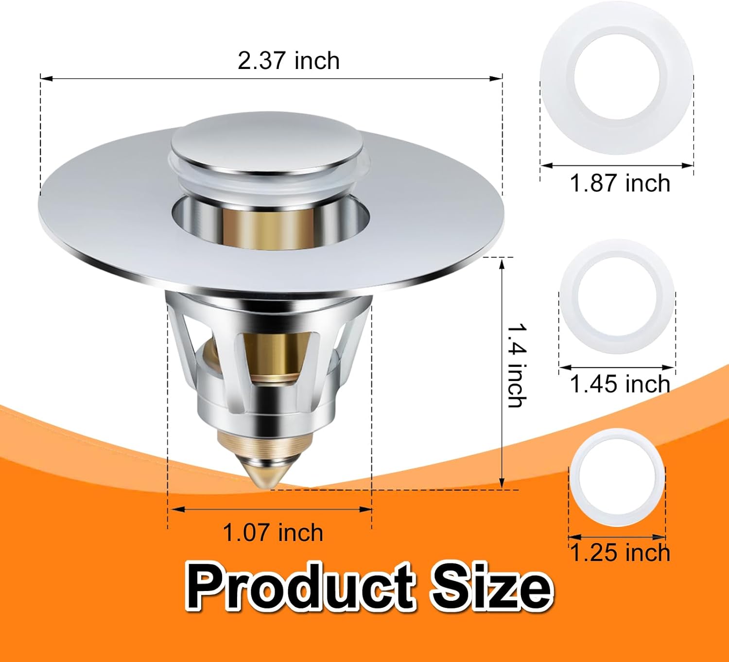 Universal Fit Pop Up Sink Stopper with Hair Catcher