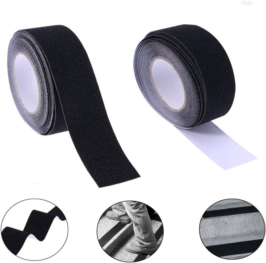 ULTECHNOVO Black Anti-Slip Tape 5cm x 10m Durable Safety Warning Tape