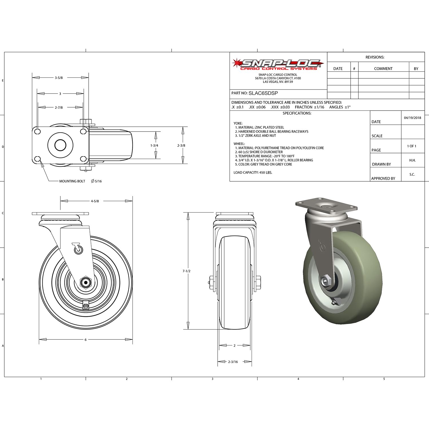SNAP-LOC 6 Super Duty Swivel Caster Wheels
