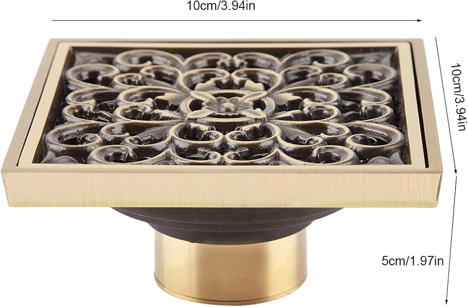 ViaGasaFamido Antique Brass Square Floor Drain 10cm