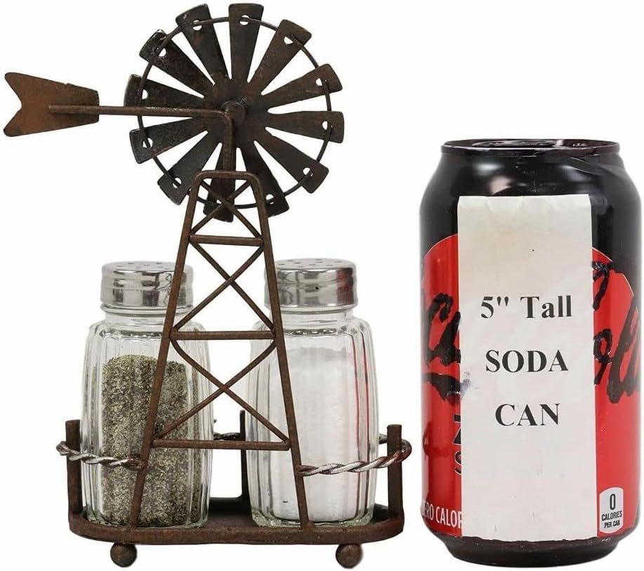 1 Set Of 65H Rustic Windmill Salt Pepper Shakers