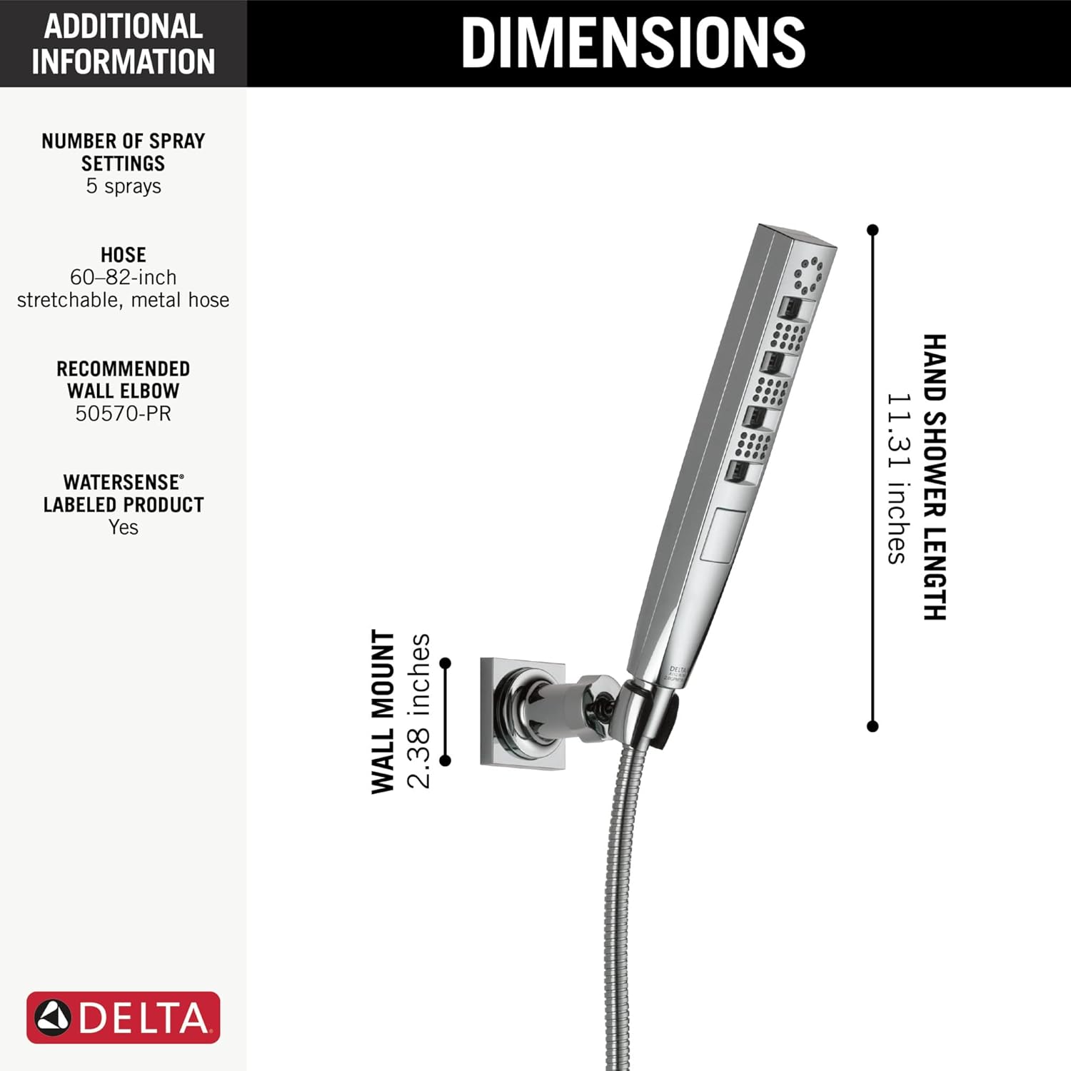 Delta Faucet Tetra H2Okinetic Handheld Shower with Hose
