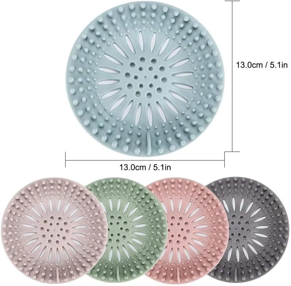 Pack of 6 Silicone Hair Catcher for Bath and Kitchen Drains