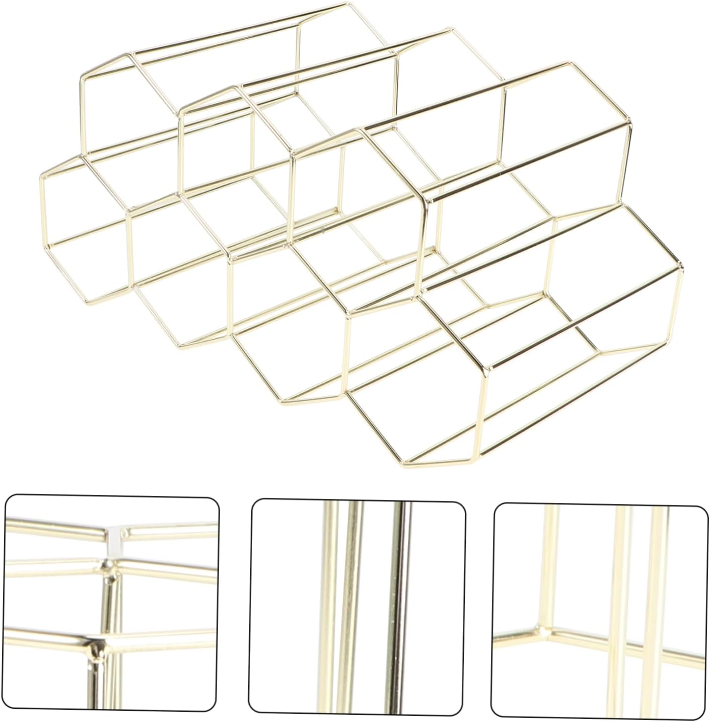Hemoton 7-Bottle Metal Wine Rack with Golden Finish