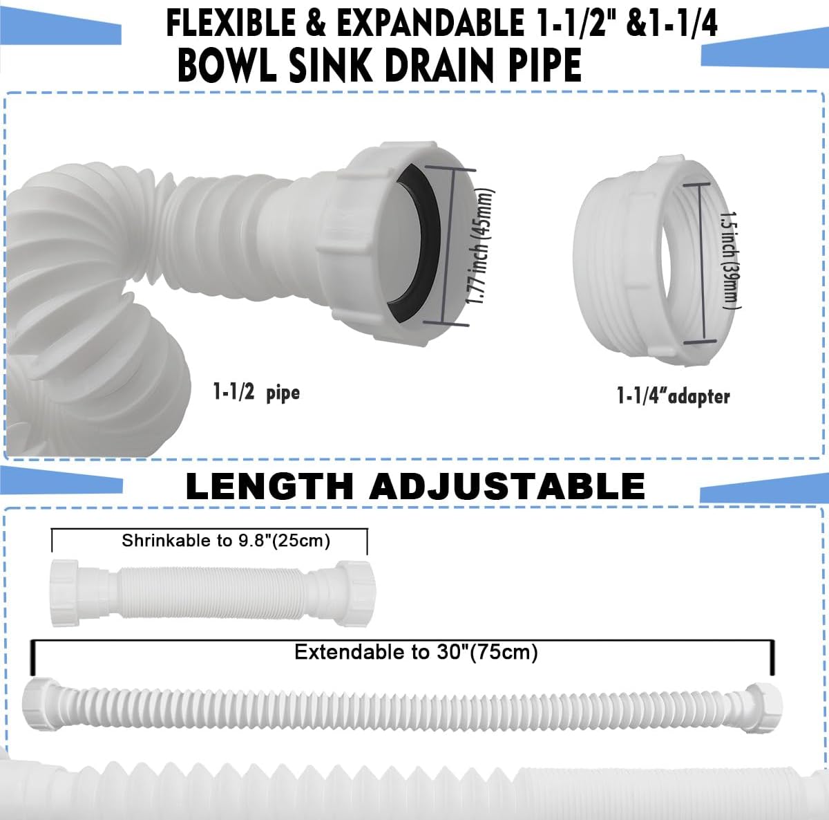 TGEOND Flexible 1-12 P-Trap for Kitchen and Shampoo Bowls