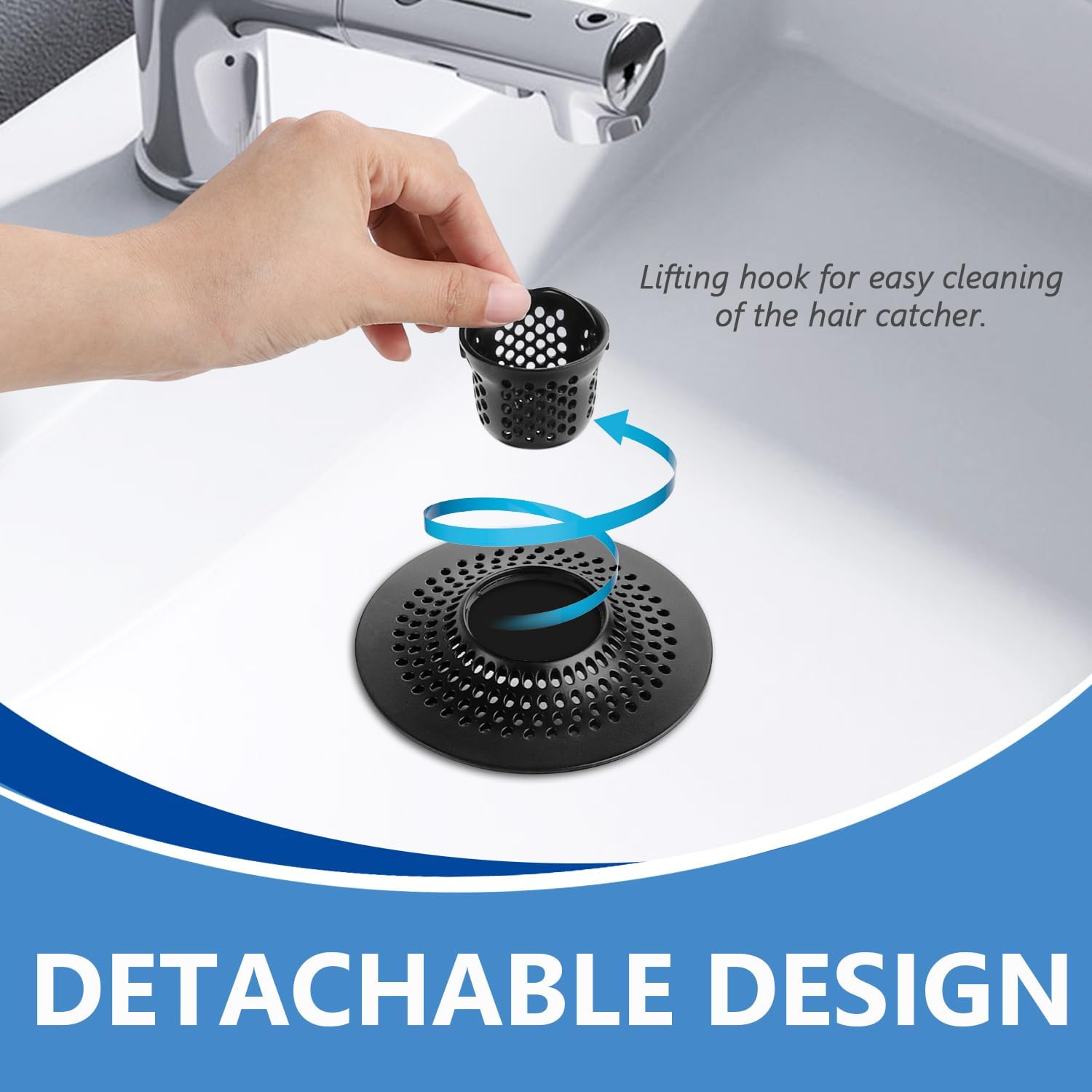 MFTEK Drain Hair Catcher Black Stainless Steel 1