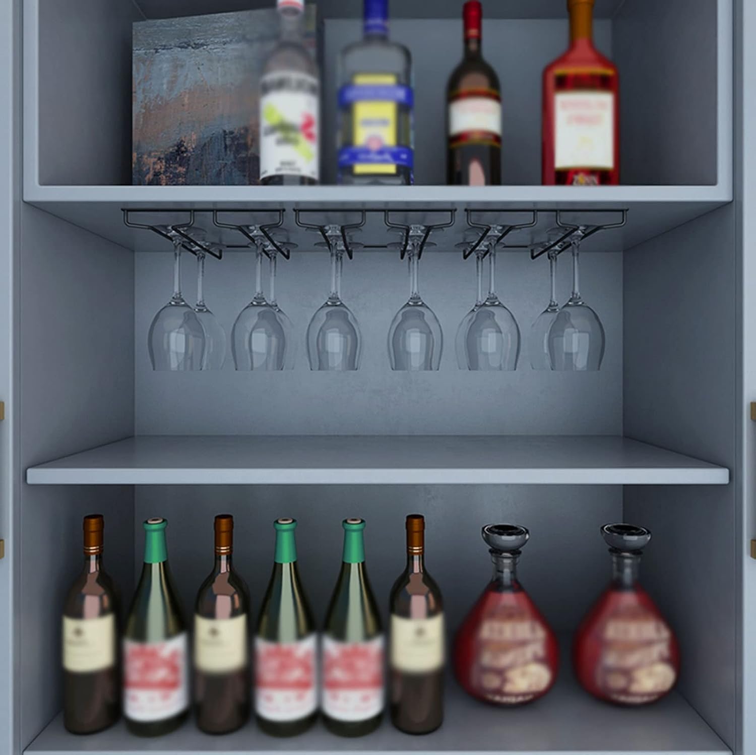 V3VOGUE 2 Row Stemware Holder Freestanding Wine Glass Rack