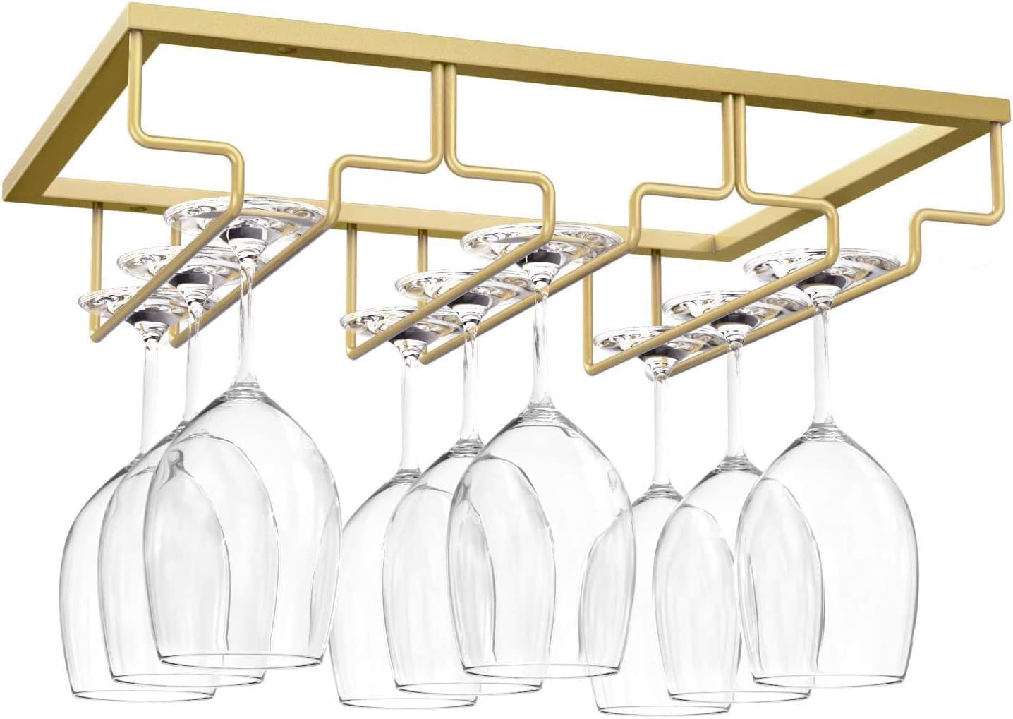 MATILODI Wine Glass Rack with 3 Rows Gold