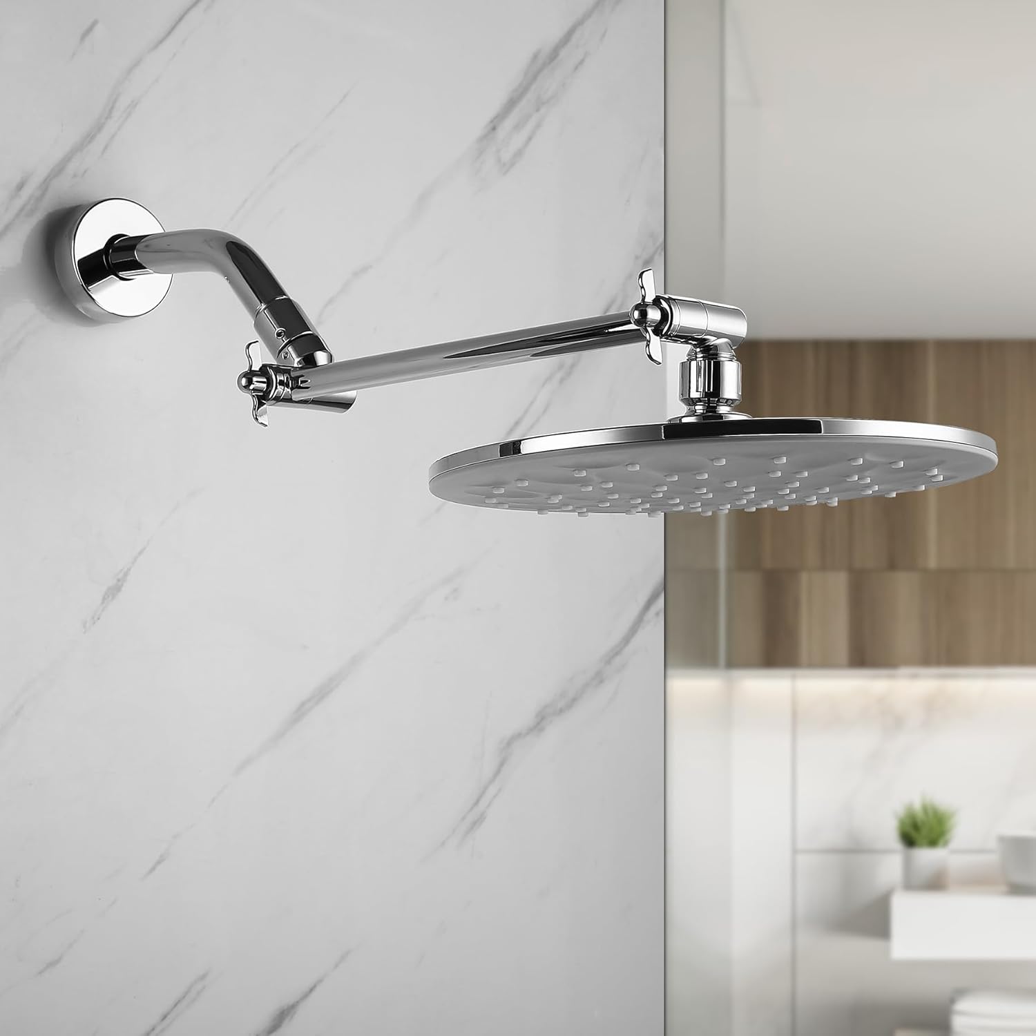 Pichrain Chrome Shower Head Extender - 10 Inch Adjustable G12 Connector