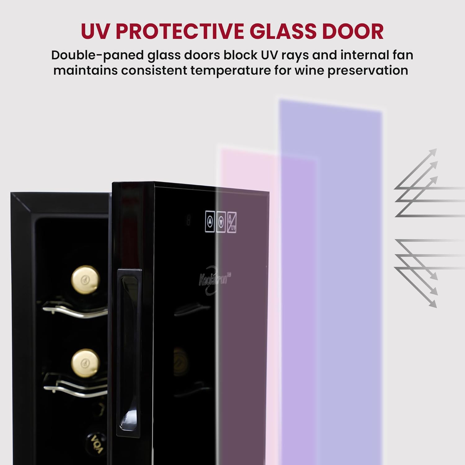 Koolatron 6 Bottle Freestanding Wine Cooler with UV Glass Door