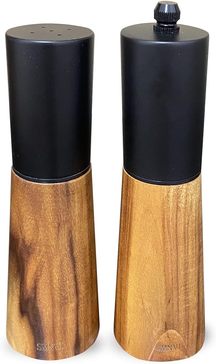 SMNVL Wood Salt Pepper Grinder Set 2 Pack