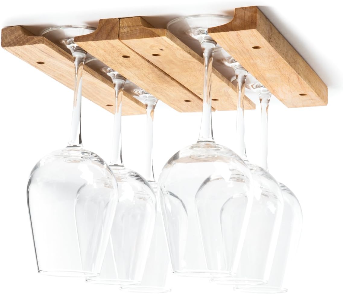 Fox Run Wooden Wine Glass Holder Rack - Brown