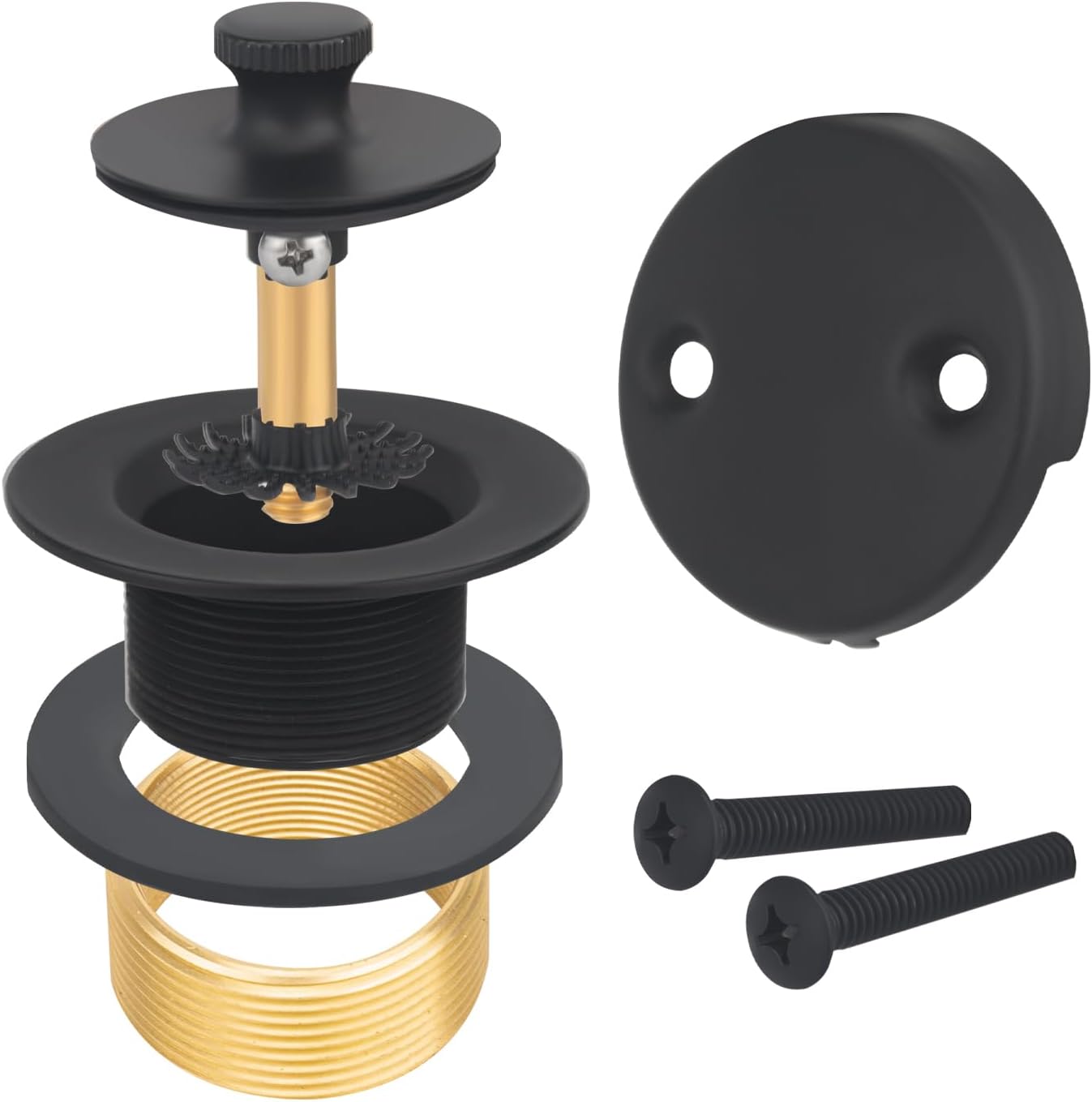 Uni-Green Matte Black Tub Drain Kit with Hair Catcher 1
