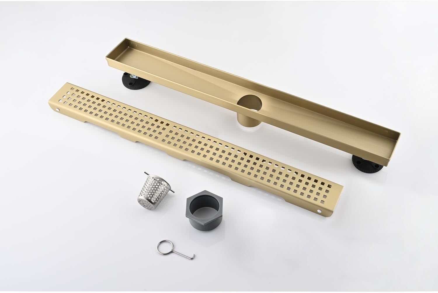 Benicabaly Linear Shower Drain with Brushed Gold Finish 1
