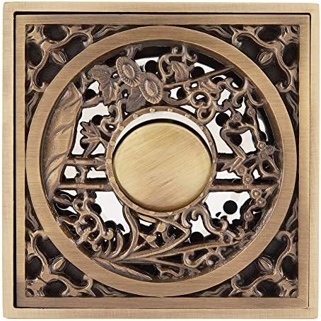 Tomotato Square Drain Strainer Antique Brass 10cm Drain Cover