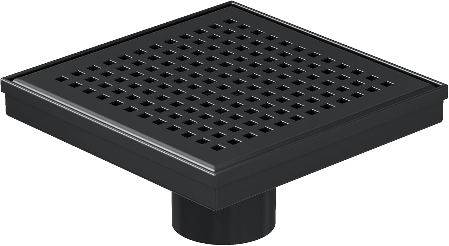 Neodrain 6 Inch Square Shower Drain with Matte Black Grate 1
