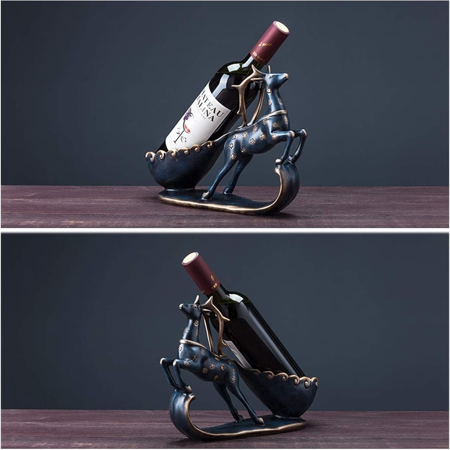 ALDEPO Elk Wine Rack Resin Countertop Decor Painted Butterfly