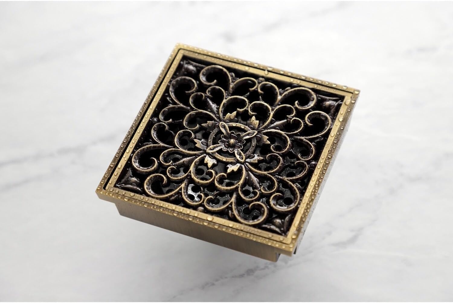 Kingston Brass Watercourse Scroll 4 Inch Square Grid Drain Strainer