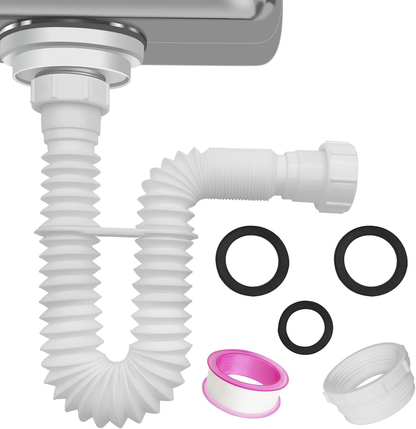 TGEOND Flexible 1-12 P-Trap for Kitchen and Shampoo Bowls