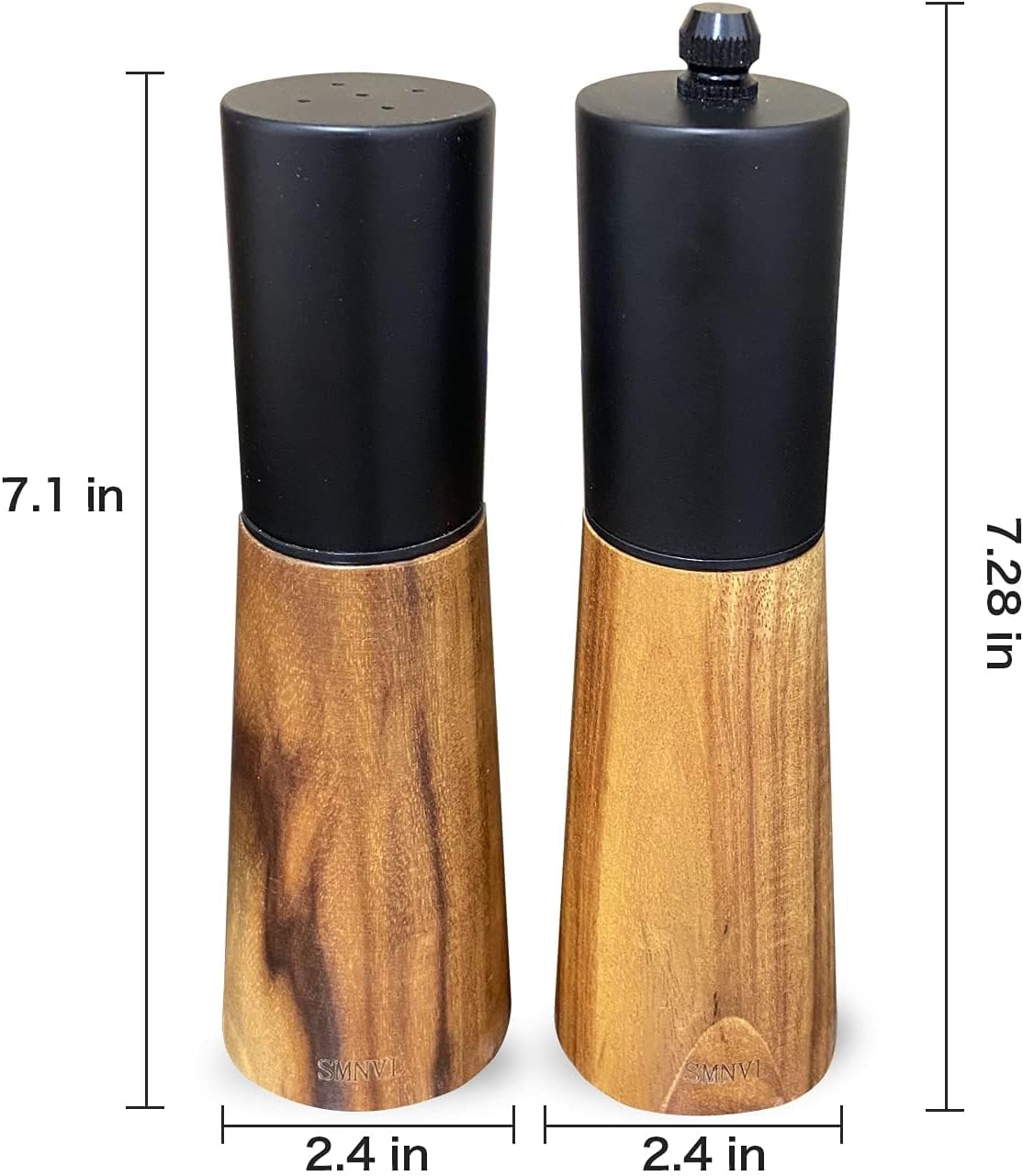 SMNVL Wood Salt Pepper Grinder Set 2 Pack