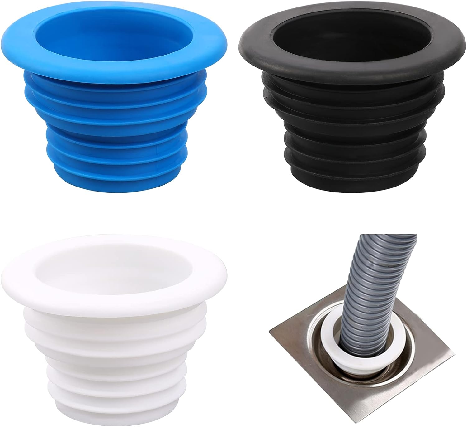 3Pcs Universal Drain Hose Silicone Plug for Kitchen and Bathroom