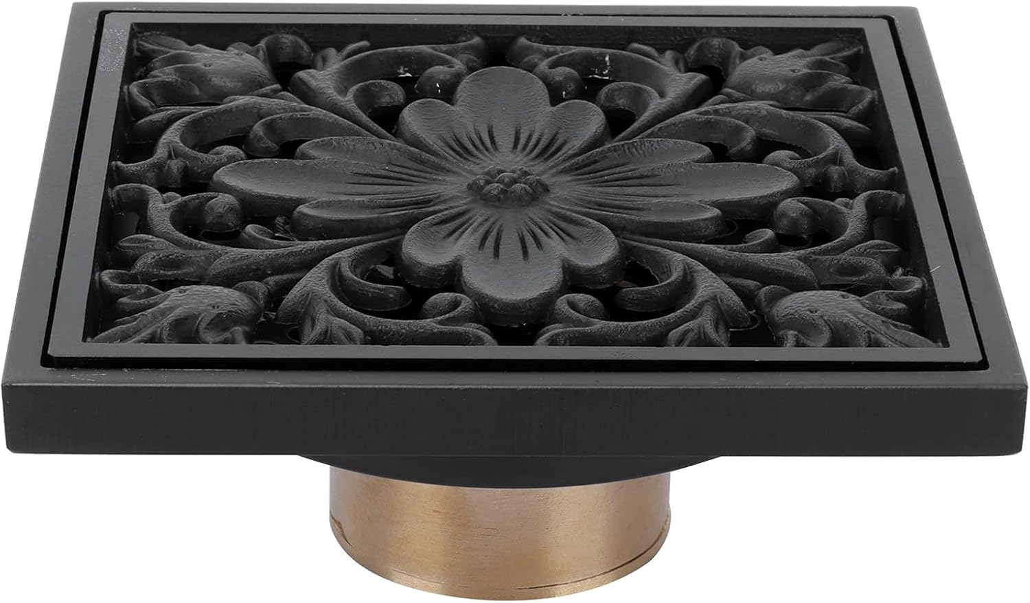 Antique Black Square Floor Drain with Strainer