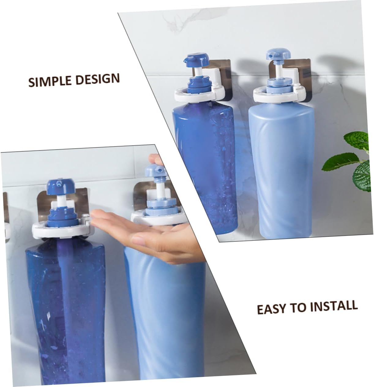 Fondotin 3pcs Wall Mounted Shampoo Gel Bottle Holder Easy Install Bath Organizer
