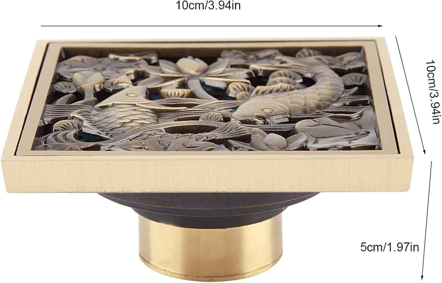Fafeicy Antique Brass Drain with Removable Cover 43x43x28in
