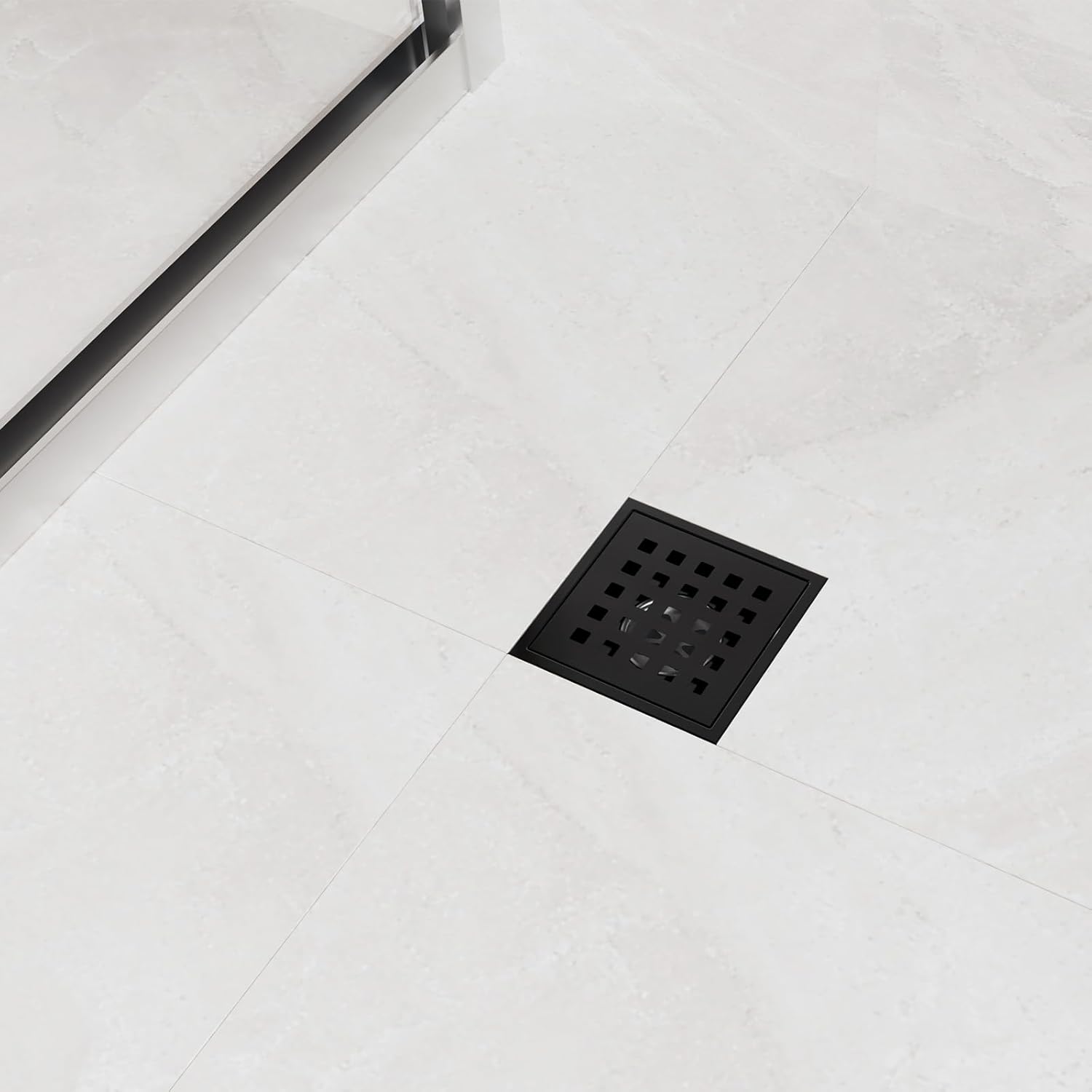 Heaorld Square Shower Drain 4 Inch Matte Black