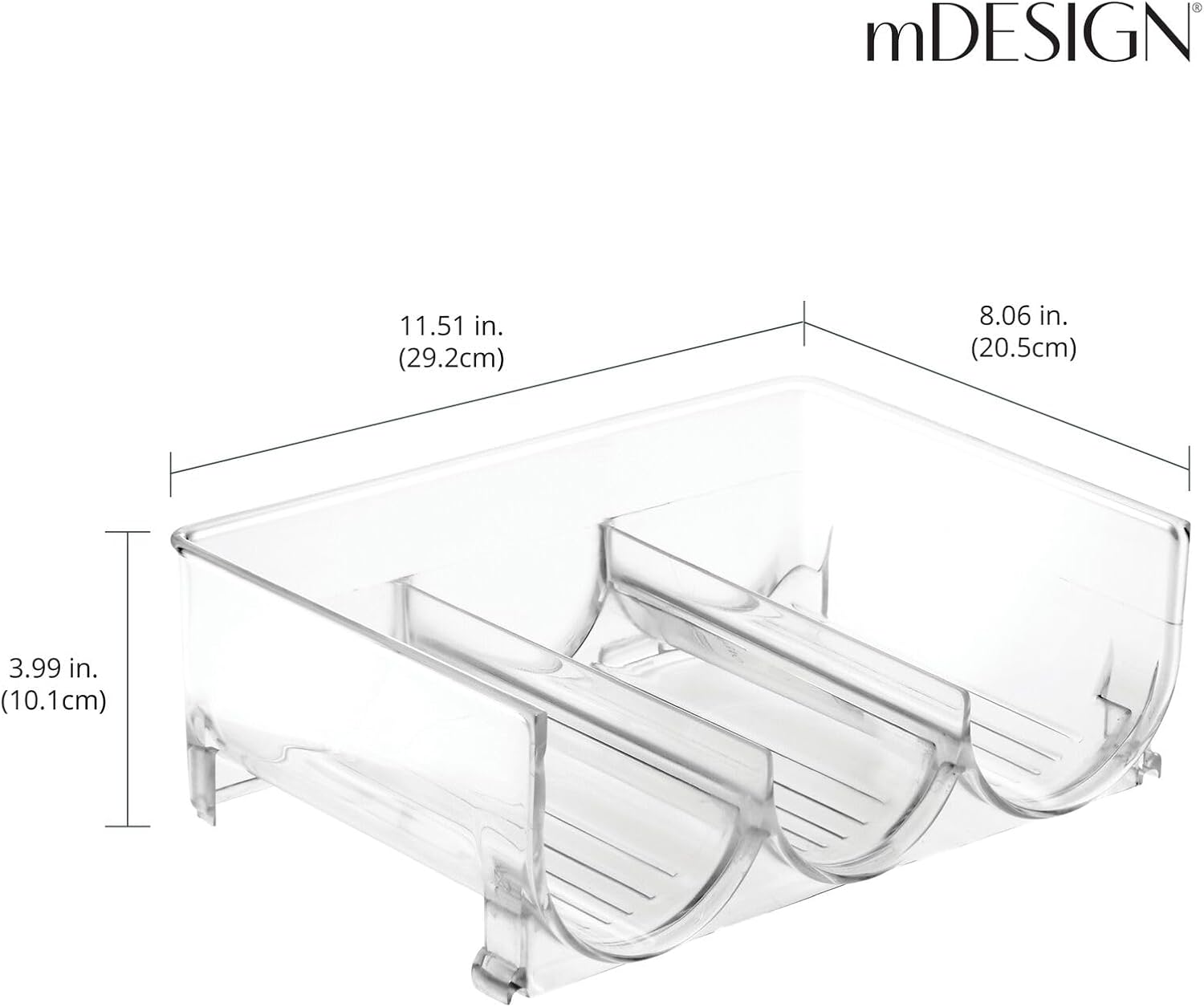 mDesign Plastic Free-Standing Stackable 3 Bottle Holder - Clear 4 Pack 1