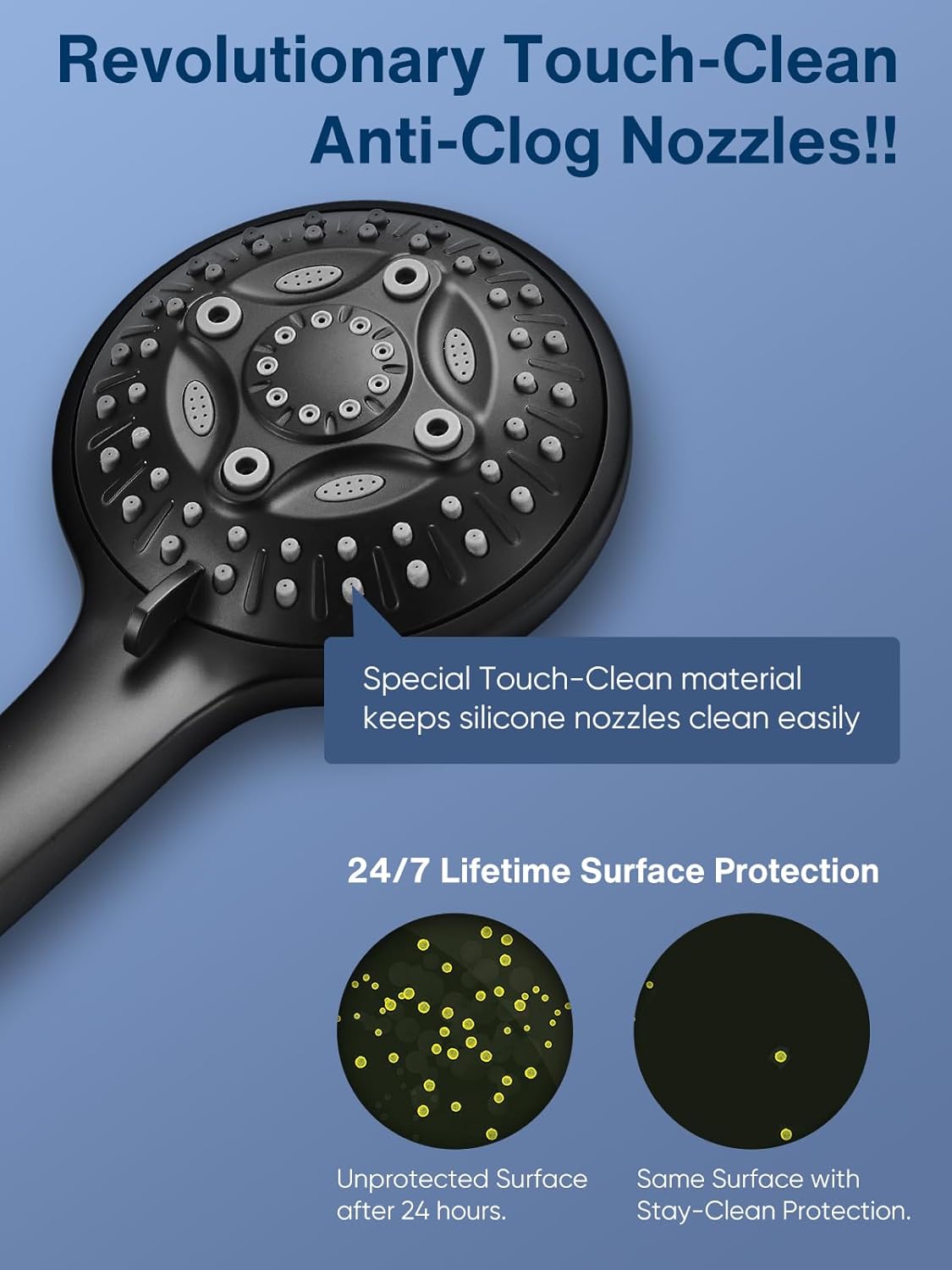 Heemli 12 Inch Adjustable Dual Shower Head Combo - 8 Modes Black