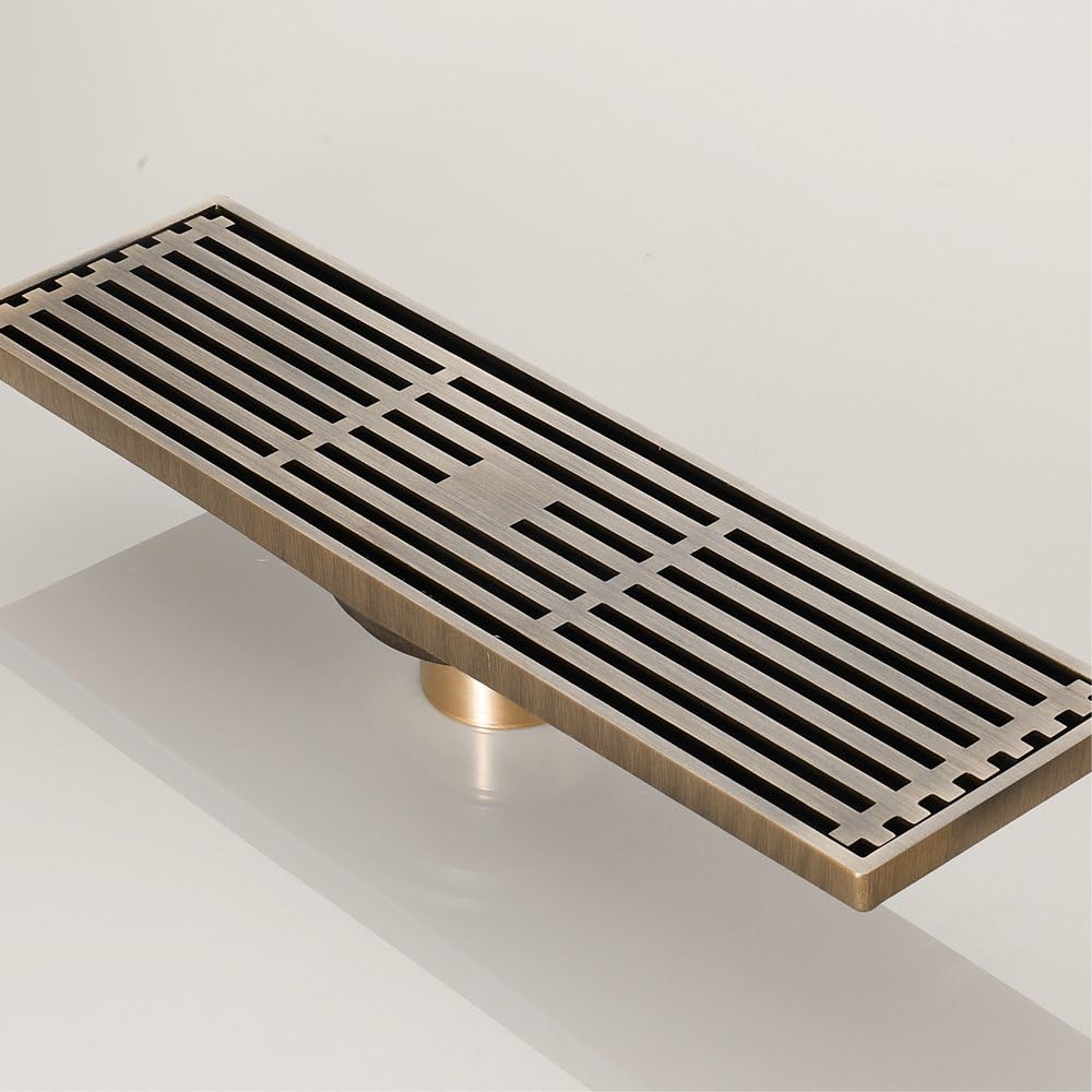 Linear Shower Drain 12 Inch Brass with Removable Grate 1