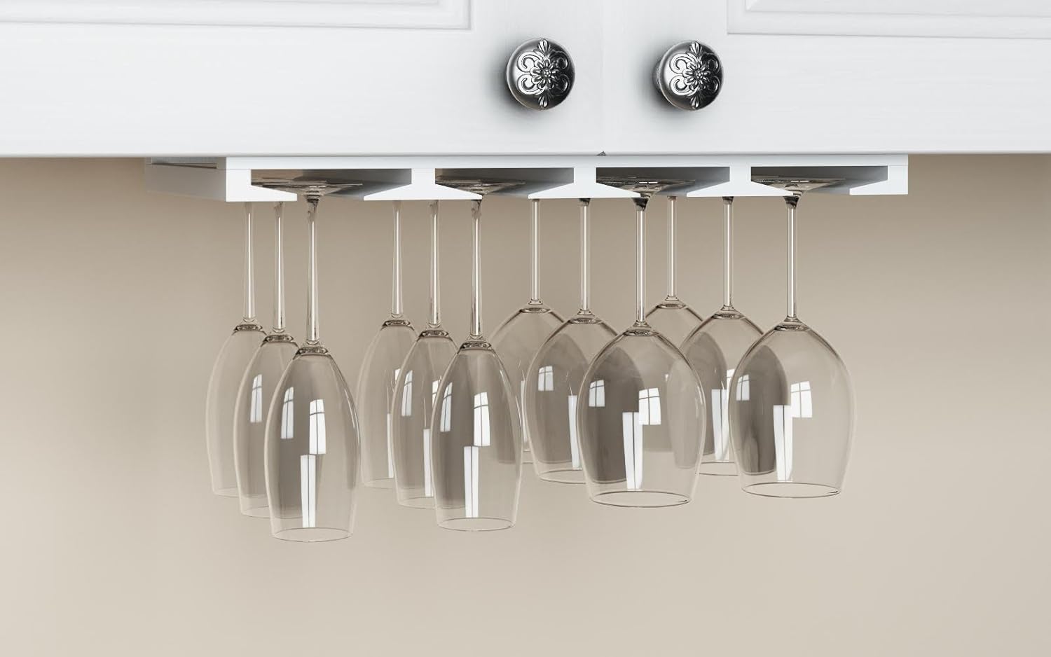 Rustic State 4 Sectional Stemware Rack Under Cabinet Mount