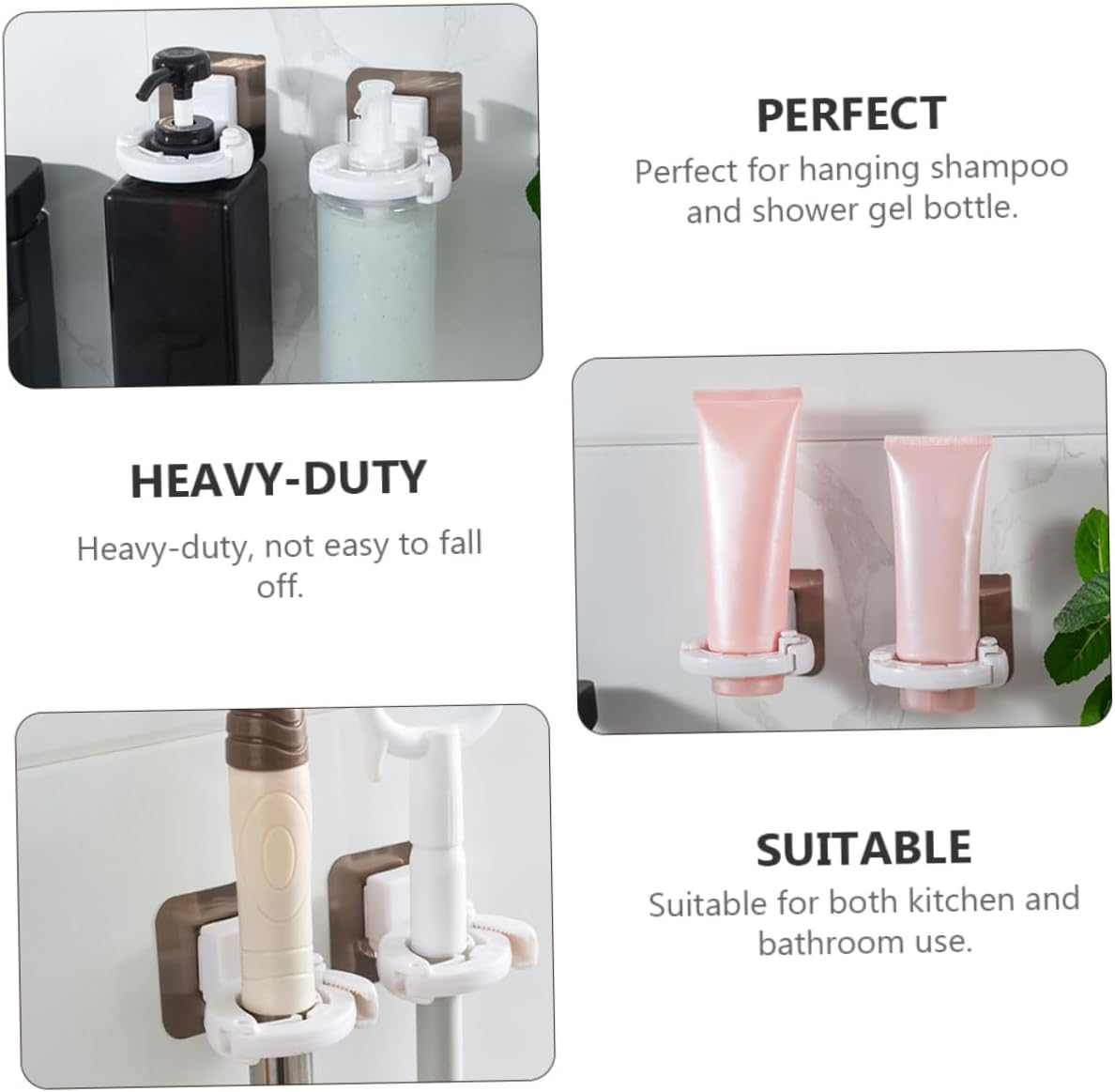 PRETYZOOM 3Pcs Adhesive Wall Mounted Shower Gel Holders