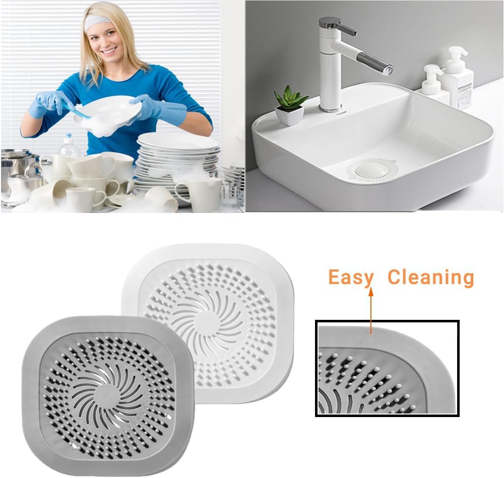 Pagabach Hair Catcher Silicone Drain Cover 2 Pack
