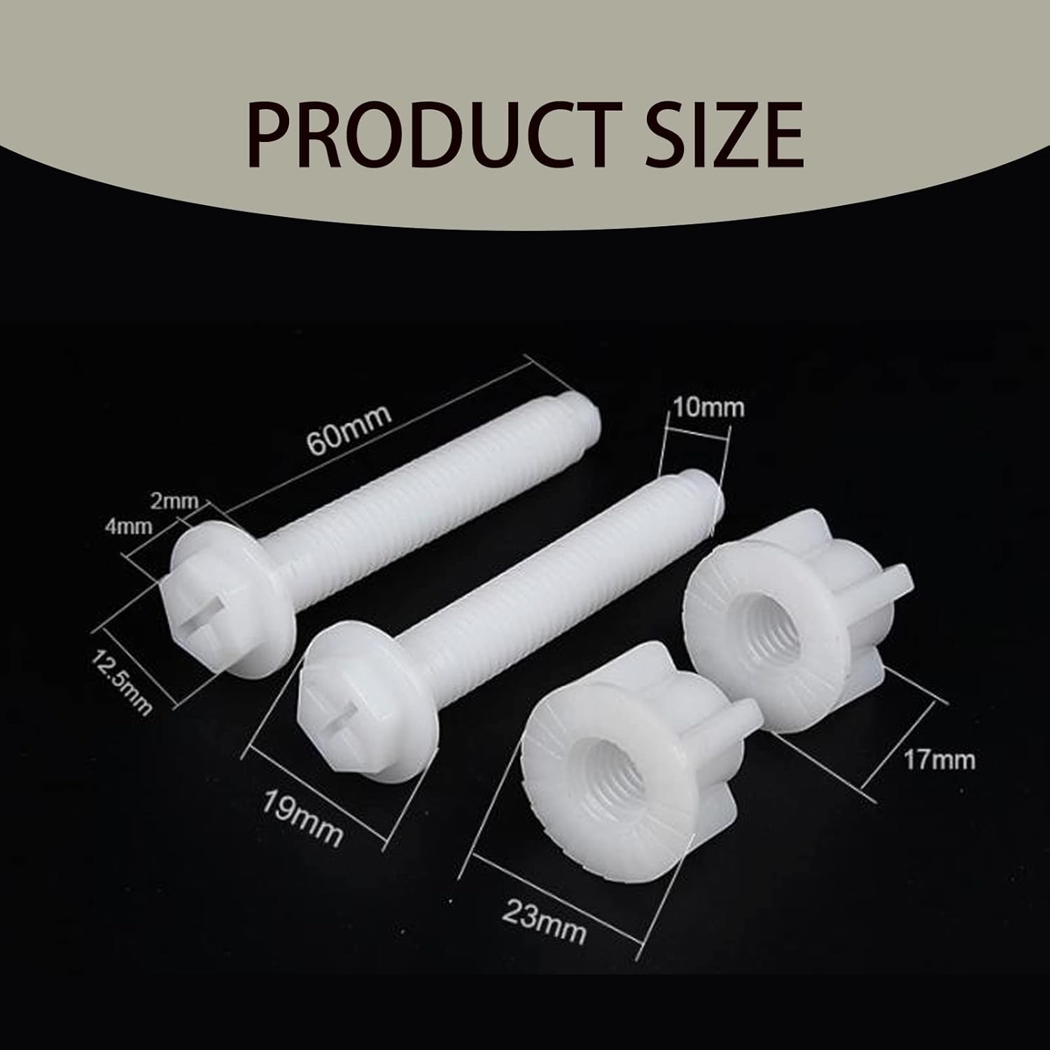 2Pack Universal Toilet Seat Screws Replacement White Plastic