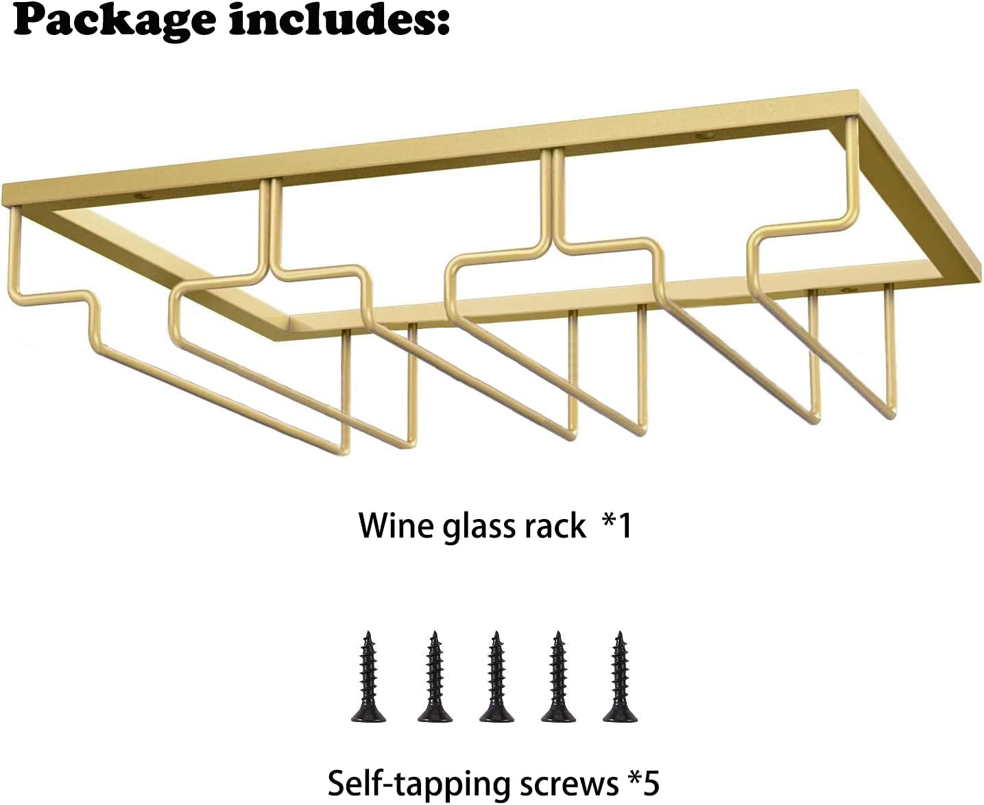 MATILODI Wine Glass Rack with 3 Rows Gold