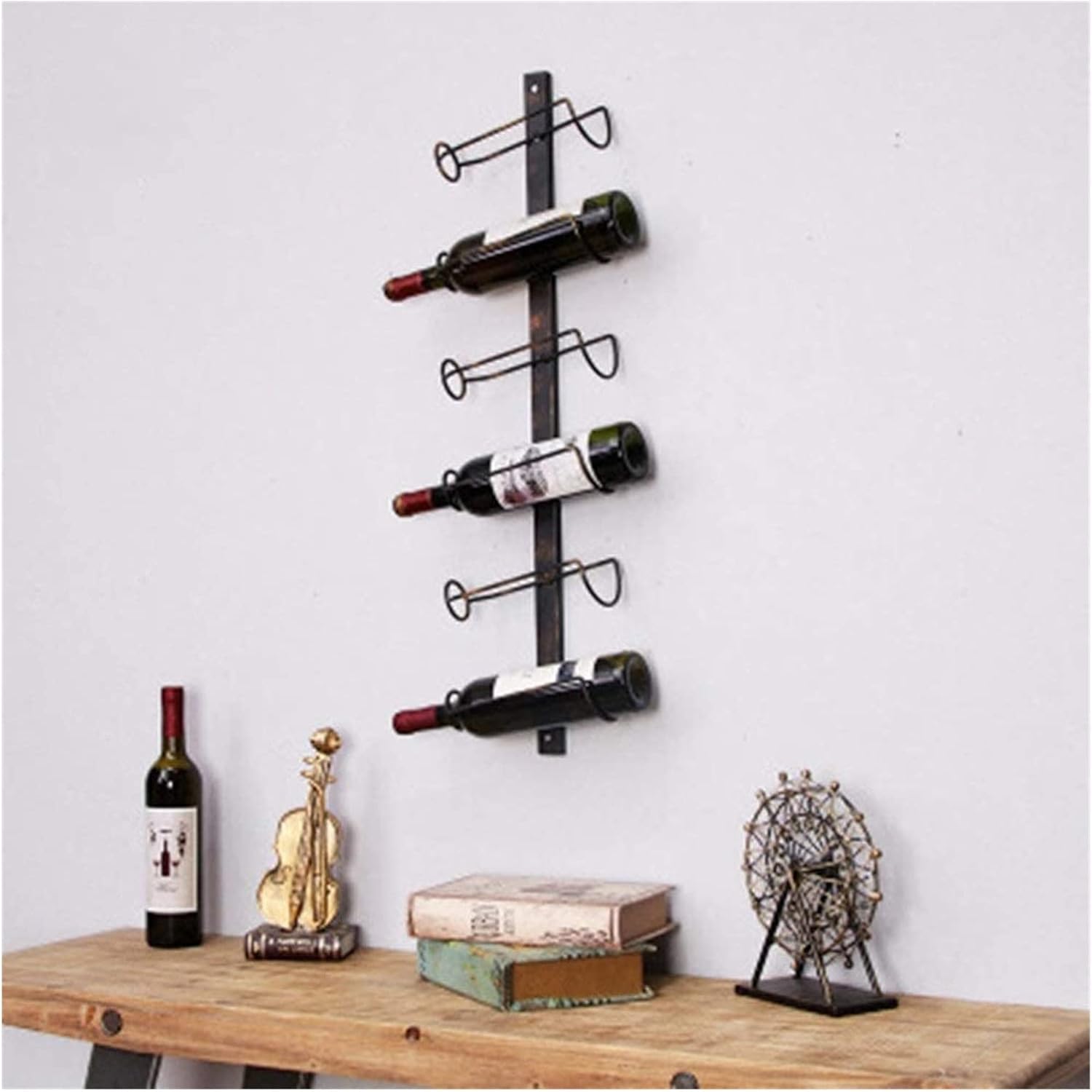 ALDEPO Wall Mounted Wine Rack with Antique Finish