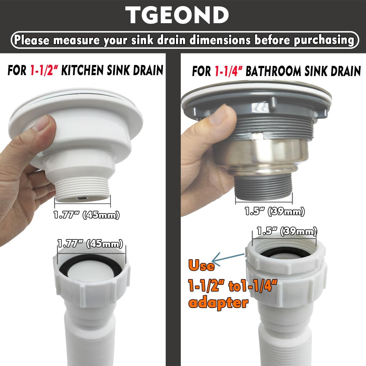 TGEOND Flexible 1-12 P-Trap for Kitchen and Shampoo Bowls