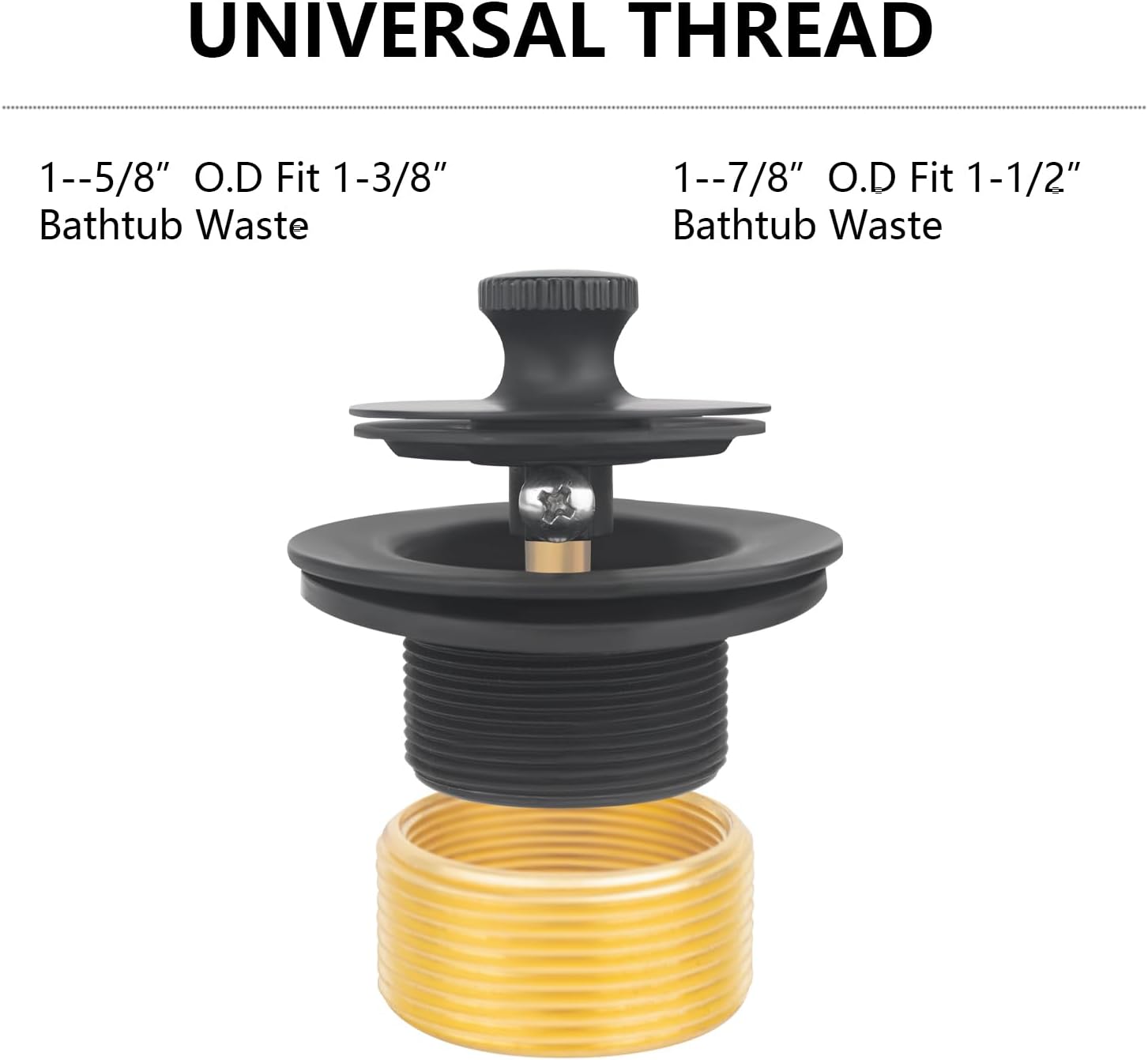 Uni-Green Matte Black Tub Drain Kit with Hair Catcher 1