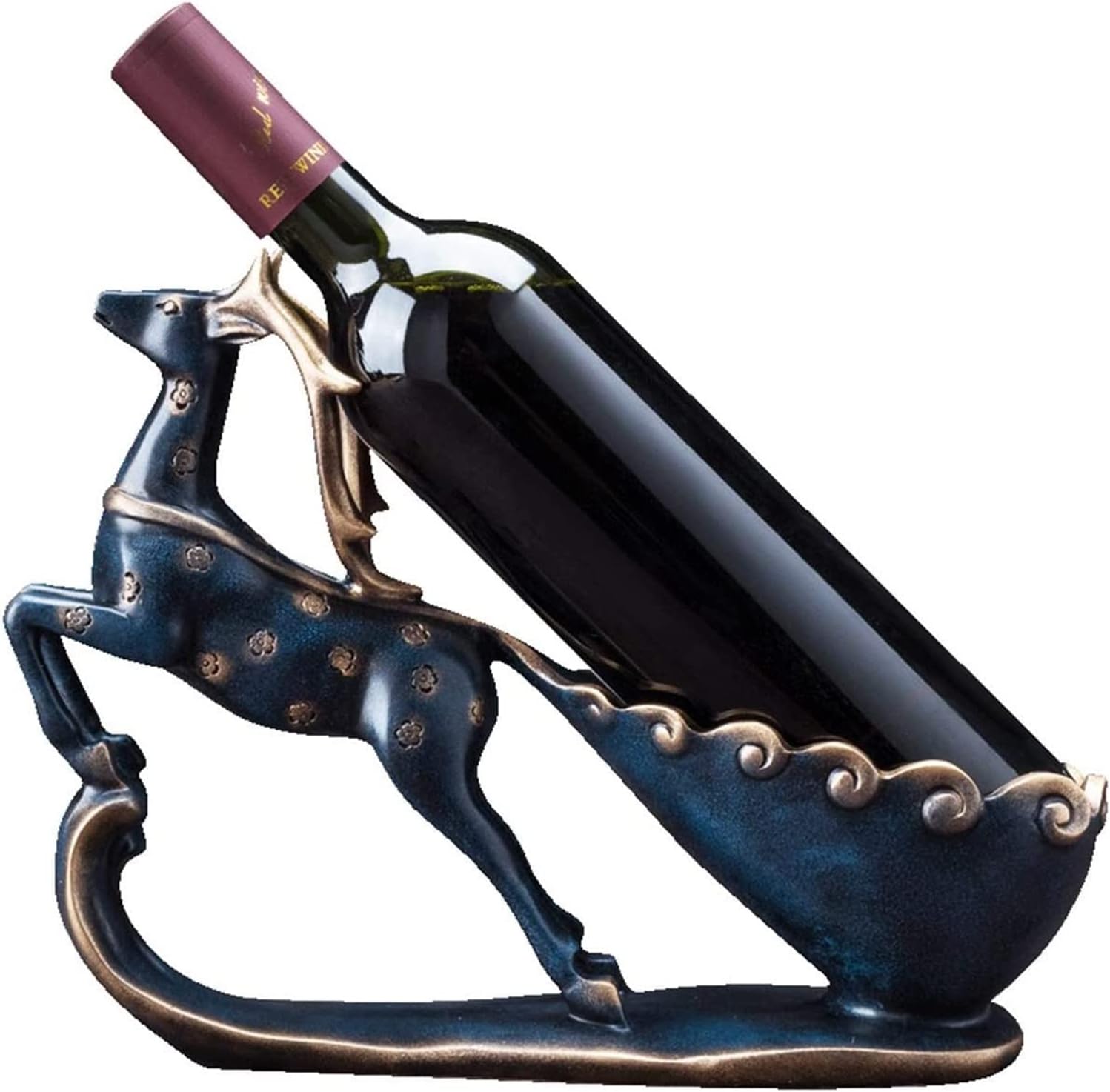 ALDEPO Elk Wine Rack Resin Countertop Decor Painted Butterfly