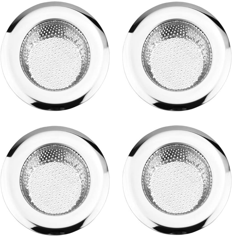 4PCS 304 Stainless Steel Drain Hair Catcher with Silver Finish