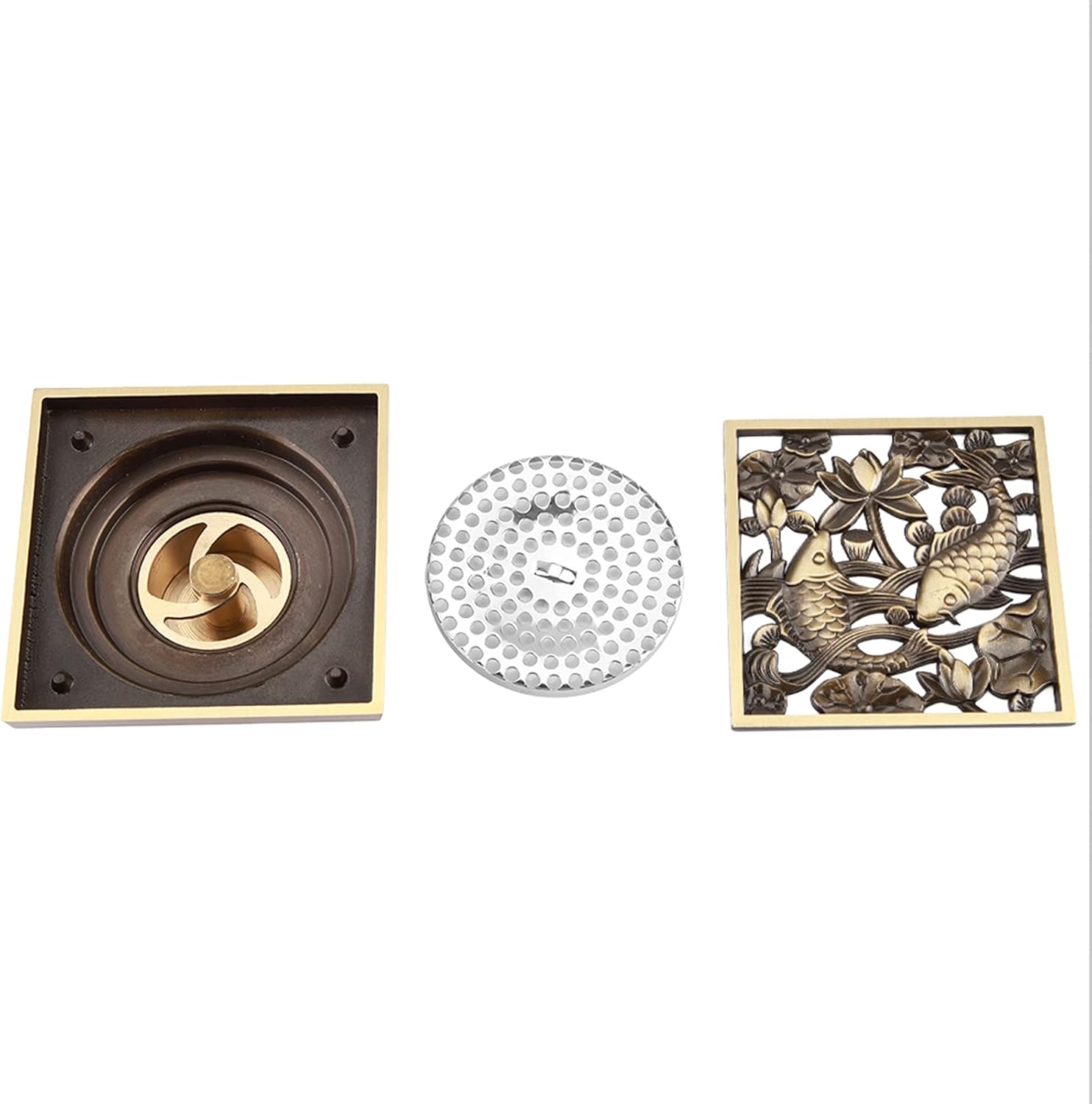 Fafeicy Antique Brass Drain with Removable Cover 43x43x28in