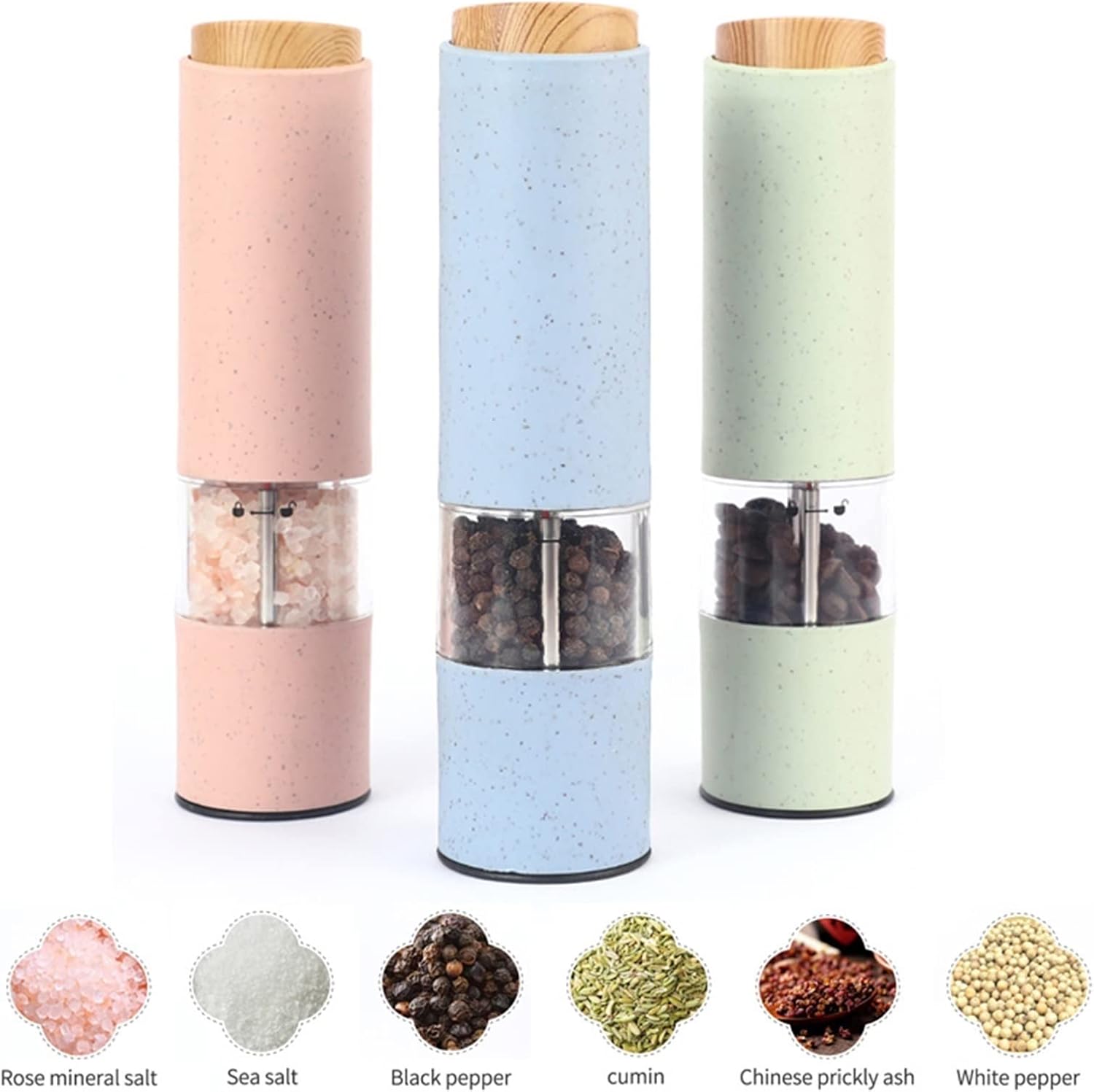 Electric Salt Pepper Grinder Set With Holder 2 PCS