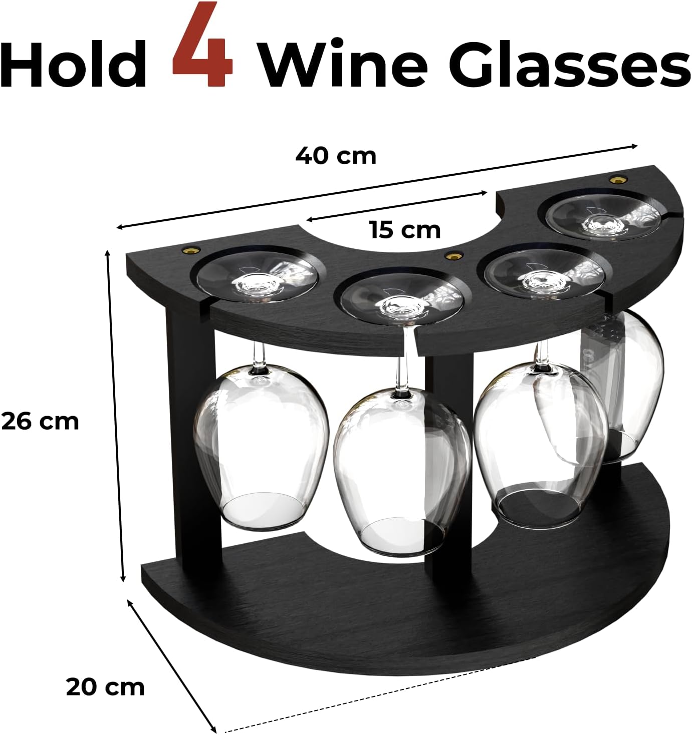 Lacinoeo Countertop Wine Glass Rack for 4 Glasses
