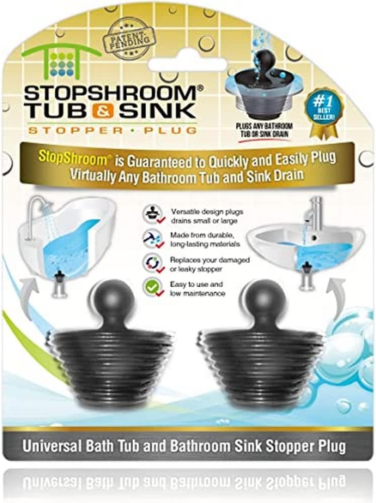 StopShroom Tub 2 Pack Universal Stopper for Bathtub and Sink Drains